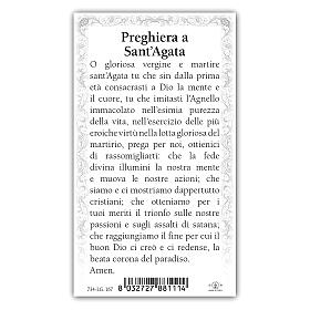 Heiligenbildchen, Heilige Agatha von Catania, 10x5 cm, Gebet in italienischer Sprache