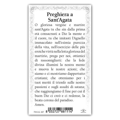 Holy card, Saint Agatha, Prayer ITA, 10x5 cm 2