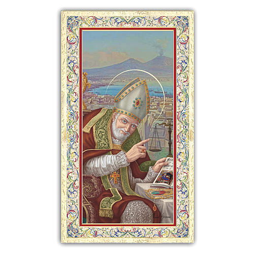 Heiligenbildchen, Heiliger Alfonso Maria de Liguori, 10x5 cm, Gebet in italienischer Sprache 1