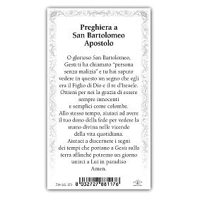 Heiligenbildchen, Apostel Bartholomäus, 10x5 cm, Gebet in italienischer Sprache