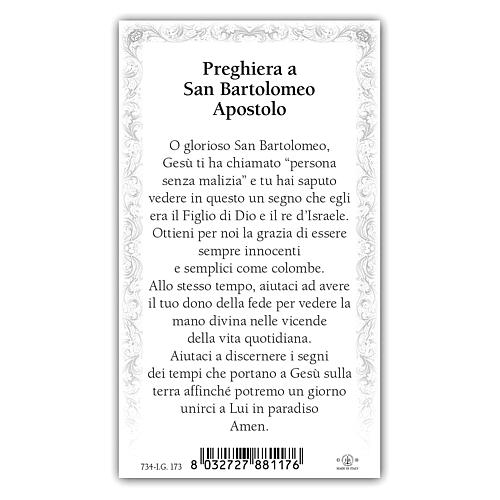 Heiligenbildchen, Apostel Bartholomäus, 10x5 cm, Gebet in italienischer Sprache 2