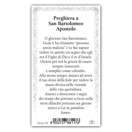 Holy card, Saint Bartholomew the Apostle, Prayer ITA, 10x5 cm 2