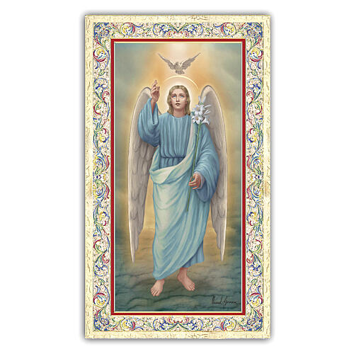 Heiligenbildchen, Erzengel Gabriel, 10x5 cm, Gebet in italienischer Sprache 1