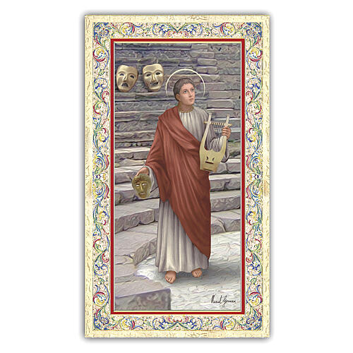 Heiligenbildchen, Heiliger Genesius von Rom, 10x5 cm, Gebet in italienischer Sprache 1