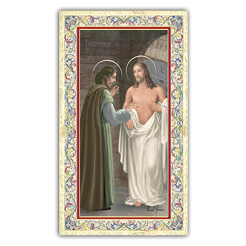 Heiligenbildchen, Apostel Thomas, 10x5 cm, Gebet in italienischer Sprache 1