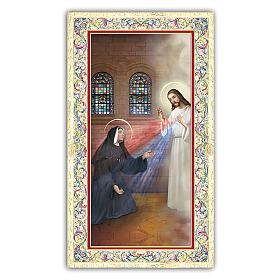 Heiligenbildchen, Erscheinung des Barmherzigen Jesus vor Schwester Faustina, 10x5 cm, Gebet in italienischer Sprache