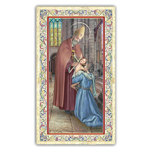 Heiligenbildchen, Heiliger Blasius, 10x5 cm, Gebet in italienischer Sprache 1
