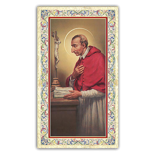 Heiligenbildchen, Heiliger Karl Borromäus, 10x5 cm, Gebet in italienischer Sprache 1