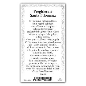 Heiligenbildchen, Heilige Philomena, 10x5 cm, Gebet in italienischer Sprache
