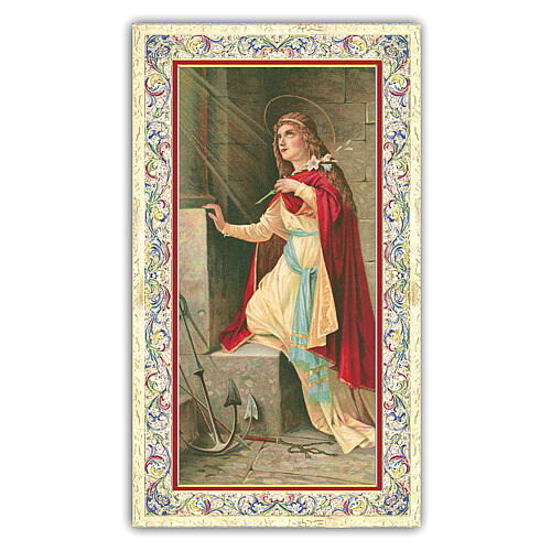 Heiligenbildchen, Heilige Philomena, 10x5 cm, Gebet in italienischer Sprache 1