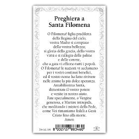 Estampa Santa Filomena 10x5 cm oración en ITALIANO