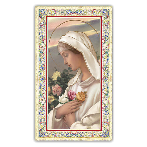 Heiligenbildchen, Rosa mystica, 10x5 cm, Gebet in italienischer Sprache 1