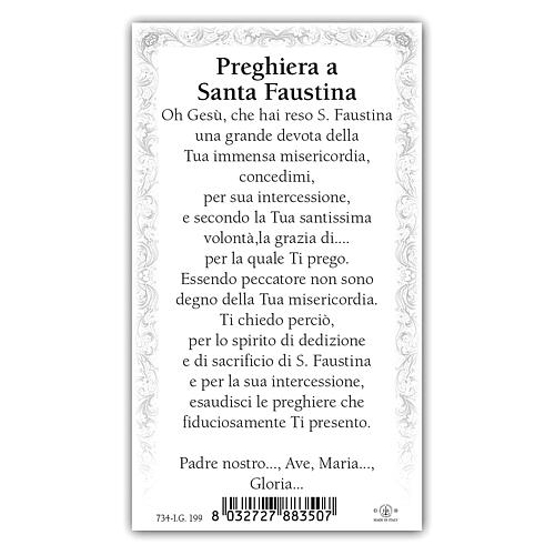 Heiligenbildchen, Maria Faustyna Kowalska, 10x5 cm, Gebet in italienischer Sprache 2