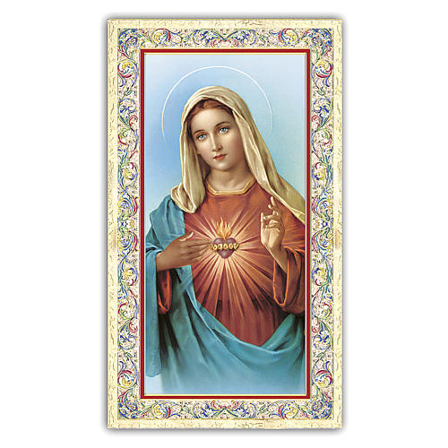 Estampa religiosa Corazón Inmaculado de María 10x5 cm ITA 1