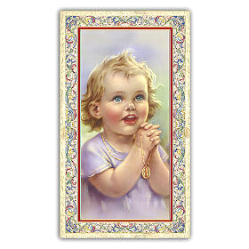 Heiligenbildchen, Engelchen im Gebet, 10x5 cm, Gebet in italienischer Sprache