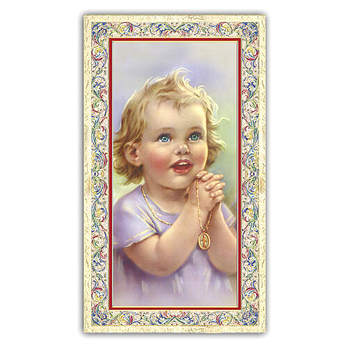 Heiligenbildchen, Engelchen im Gebet, 10x5 cm, Gebet in italienischer Sprache 1