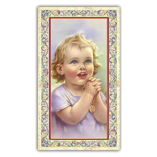 Holy card, Child in prayer, Morning Offering ITA 10x5 cm 1