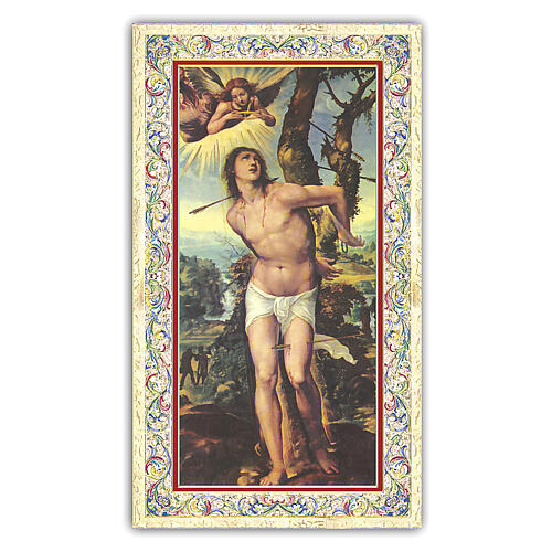Heiligenbildchen, Heiliger Sebastian, 10x5 cm, Gebet in italienischer Sprache 1
