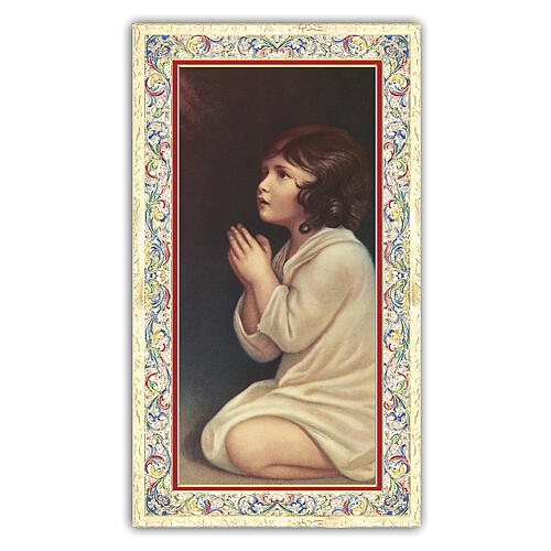 Heiligenbildchen, Der kleine Samuel im Gebet, 10x5 cm, Gebet in italienischer Sprache 1