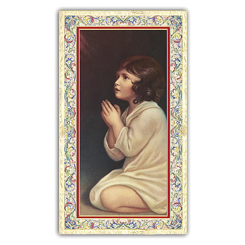Image votive petit Samuel à genoux en prière 10x5 cm 1