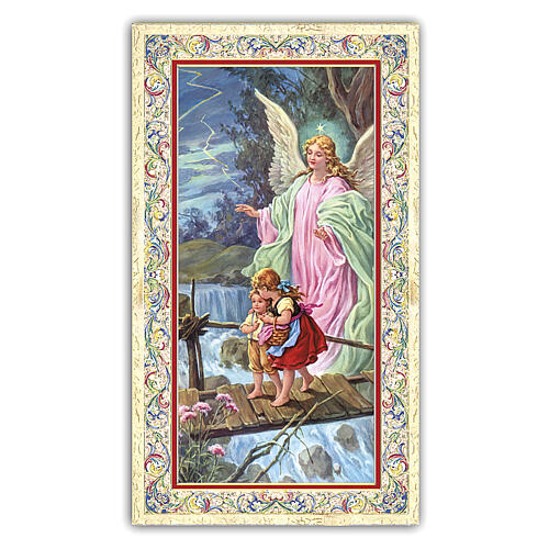Heiligenbildchen, Schutzengel, 10x5 cm, Gebet in italienischer Sprache 1