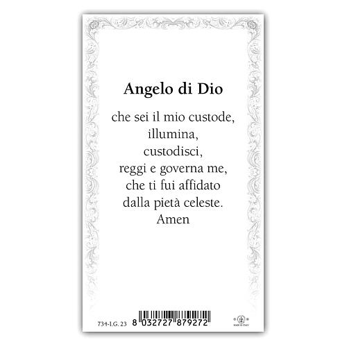 Heiligenbildchen, Schutzengel, 10x5 cm, Gebet in italienischer Sprache 2