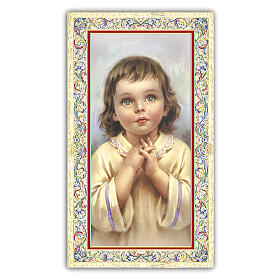 Heiligenbildchen, Bub im Gebet, 10x5 cm, Gebet in italienischer Sprache