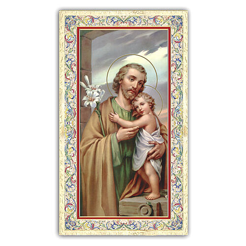Andachtsbild mit Sankt Joseph, der das Jesuskind umarmt, 10 x 5 cm ITA 1
