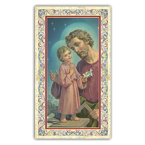 Andachtsbild mit Sankt Joseph am Arbeitstisch mit dem Jesuskind, 10 x 5 ITA 1
