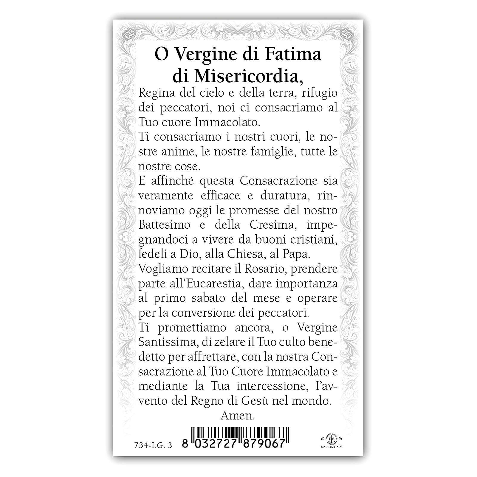 Image de dévotion NotreDame de Fatima et les trois bergers vente en