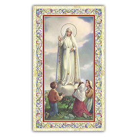 Image de dévotion Notre-Dame de Fatima et les trois bergers 10x5 cm
