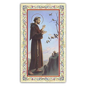 Heiligenbildchen, Vogelpredigt, 10x5 cm, Gebet in italienischer Sprache