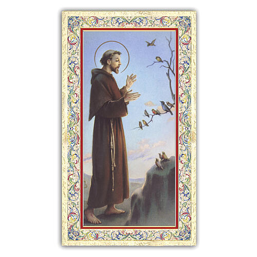 Heiligenbildchen, Vogelpredigt, 10x5 cm, Gebet in italienischer Sprache 1