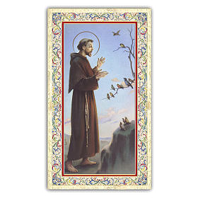 Image de dévotion St François prêchant aux oiseaux 10x5 cm