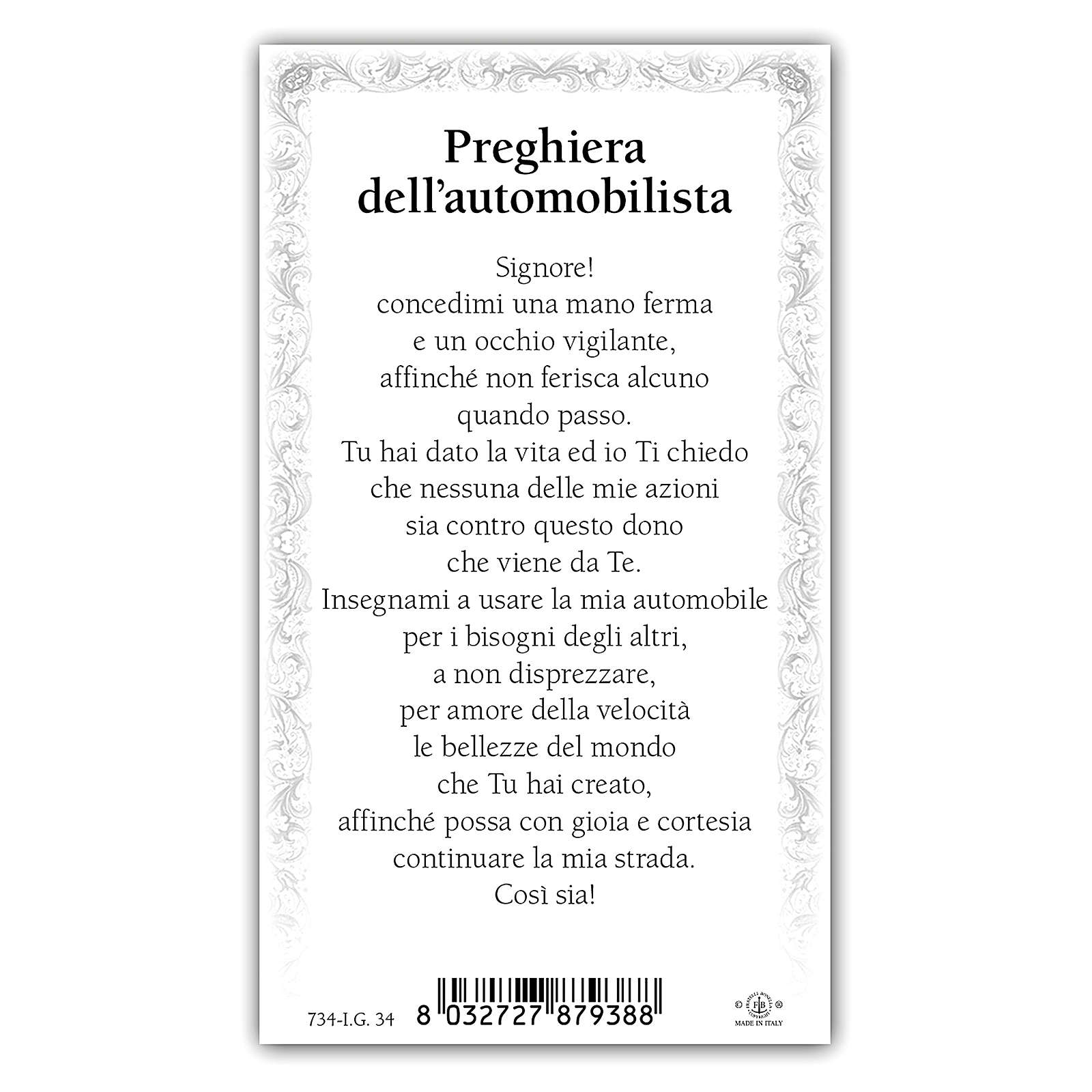 Holy card, Saint Christopher, The Driver's Prayer ITA 10x5 online