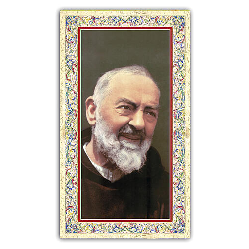 Heiligenbildchen, Pater Pio, 10x5 cm, Gebet in italienischer Sprache 1