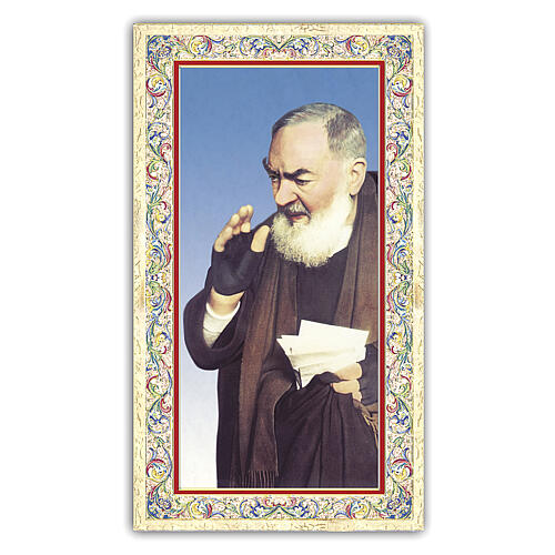 Heiligenbildchen, Pater Pio, 10x5 cm, Gebet in italienischer Sprache 1