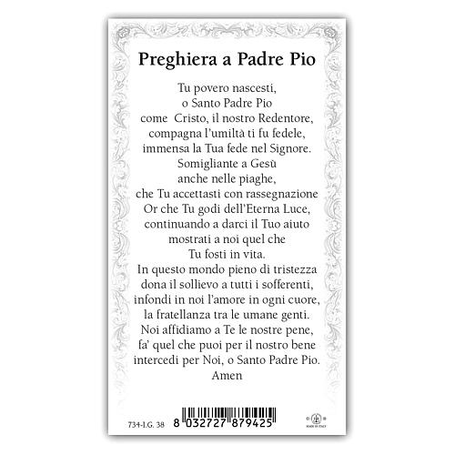 Holy card, Saint Pio of Pietralcina, Prayer ITA 10x5 cm  2