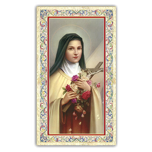 Heiligenbildchen, Heilige Therese von Lisieux, 10x5 cm, Gebet in italienischer Sprache 1