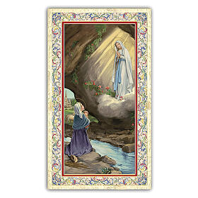 Heiligenbildchen, Erscheinung der Jungfrau von Lourdes vor Bernadette, 10x5 cm, Gebet in italienischer Sprache