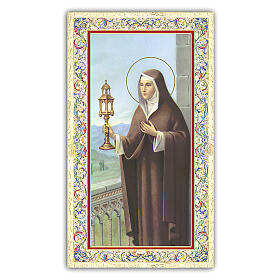 Heiligenbildchen, Heilige Klara von Assisi, 10x5 cm, Gebet in italienischer Sprache