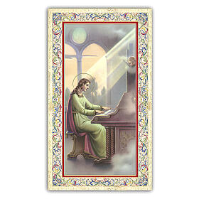 Heiligenbildchen, Heilige Cäcilia, 10x5 cm, Gebet in italienischer Sprache