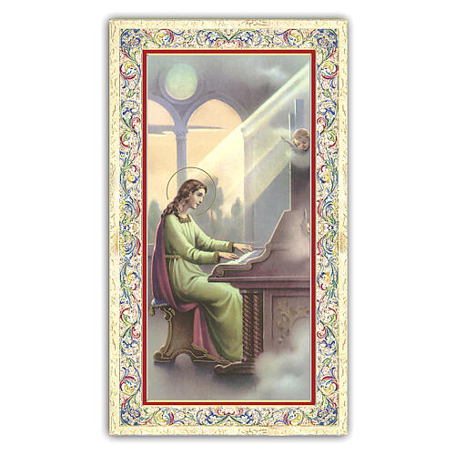 Heiligenbildchen, Heilige Cäcilia, 10x5 cm, Gebet in italienischer Sprache 1