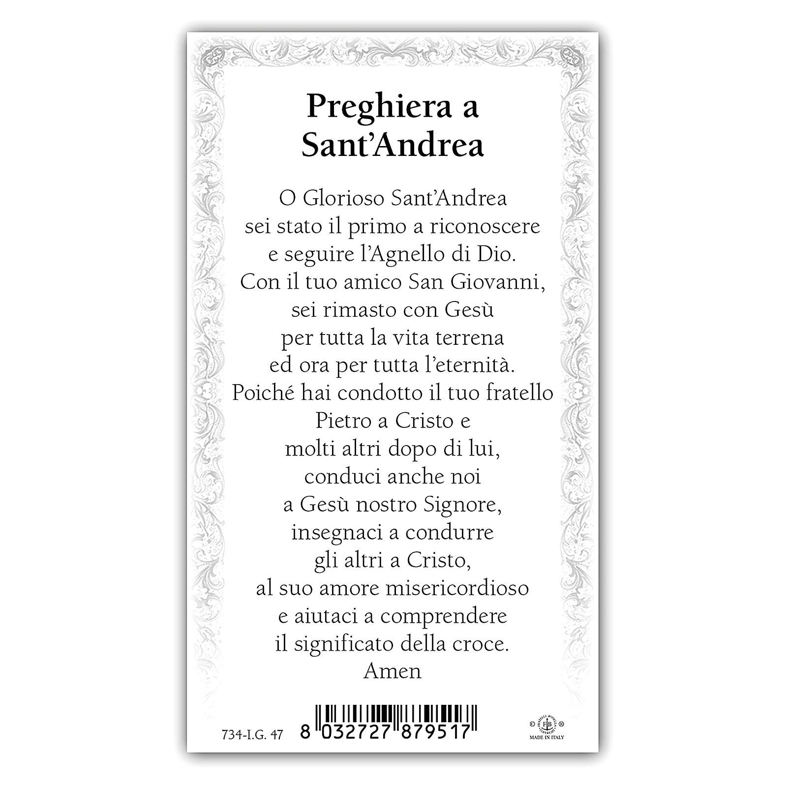 Holy card, Saint Andrew Apostle, Prayer ITA 10x5 cm | online sales on ...