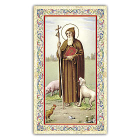 Heiligenbildchen, Heiliger Antonius der Große, 10x5 cm, Gebet in italienischer Sprache