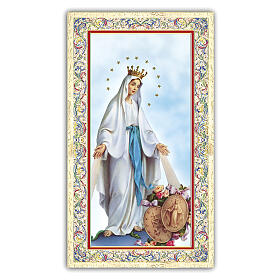 Heiligenbildchen, Die gekrönte Madonna, 10x5 cm, Gebet in italienischer Sprache