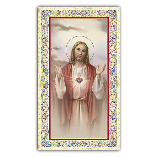 Heiligenbildchen, Heiligstes Herz Jesu III, 10x5 cm, Gebet in italienischer Sprache 1