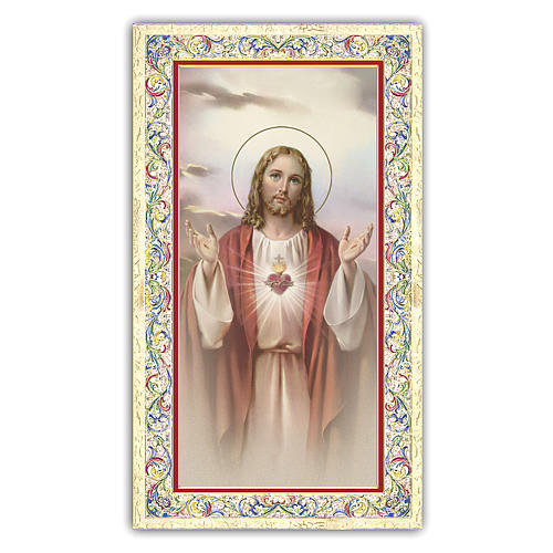 Estampa religiosa Sagrado Corazón de Jesús10x5 cm orac. ITA 1