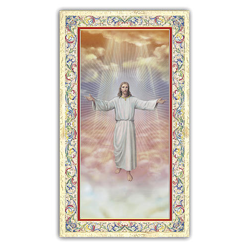 Holy card, Jesus welcoming into Heaven, Beatitudes ITA, 10x5 cm 1