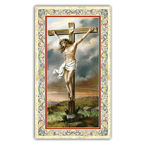 Heiligenbildchen, Jesus am Kreuz, 10x5 cm, Gebet in italienischer Sprache 1